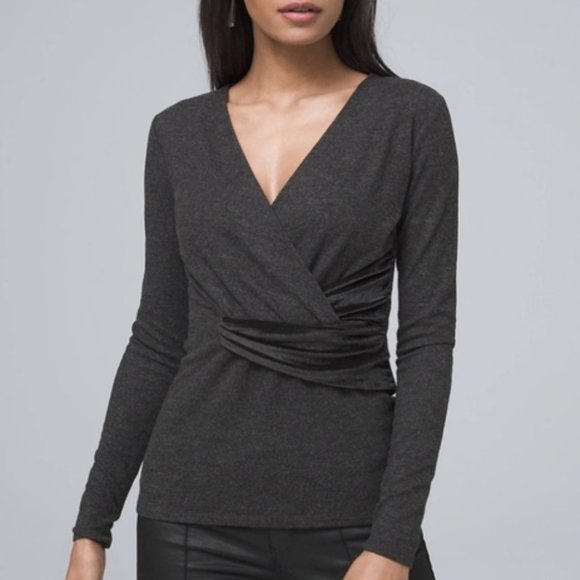 White House Black Market Sweaters - NWT White House Black Market Surplice Velvet Top